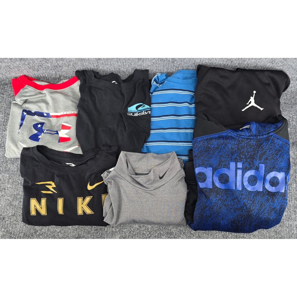Lot of 7 Boys Sz 14-16 Shirts Hoodies Pullover Sports Long Sleeve School Cozy